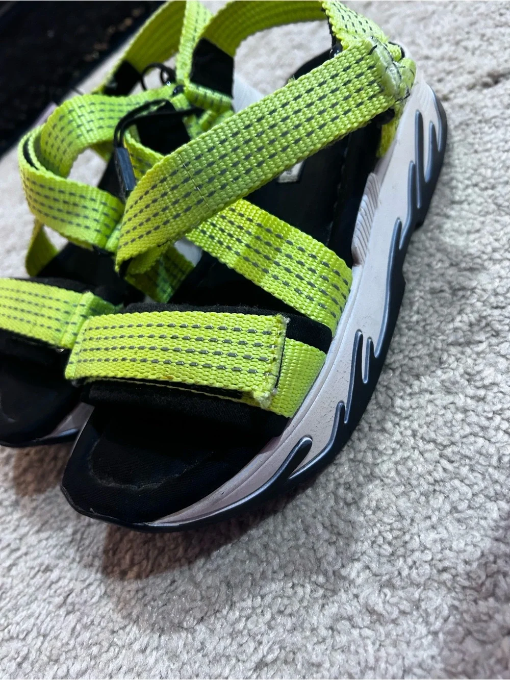 Kids Neon Yellow Strappy Sport Sandals